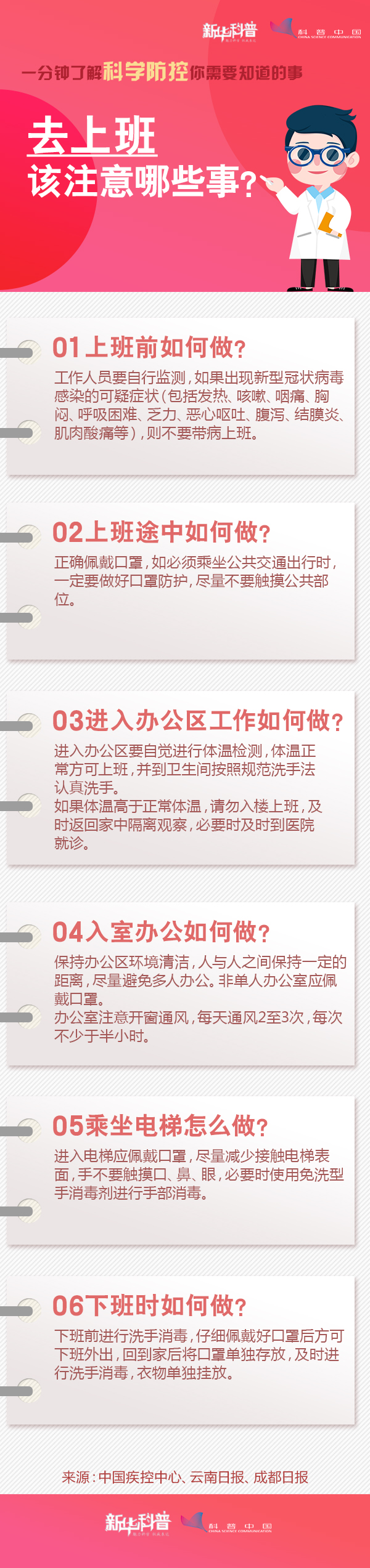 一分鐘了解科學防控你需要知道的事：去上班該注意哪些事？
