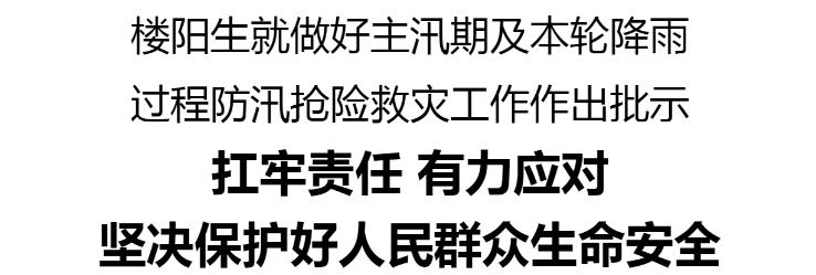 樓陽生就做好主汛期及本輪降雨過程防汛搶險救災工作作出批示