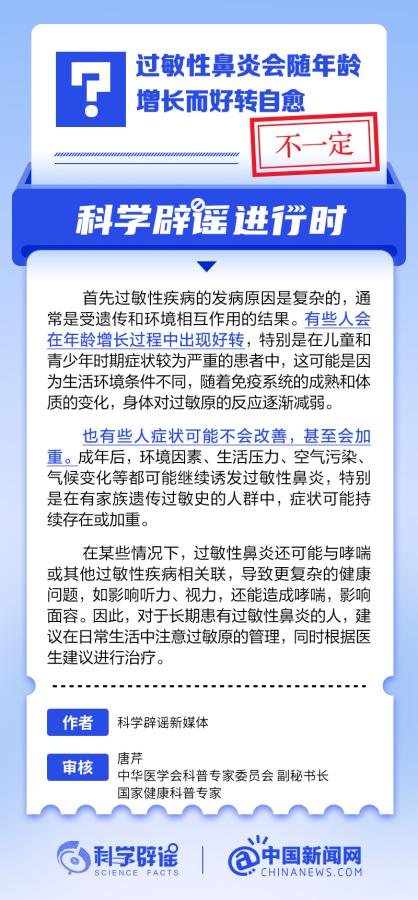 過敏性鼻炎會隨年齡增長自愈嗎？